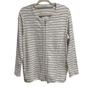Rabe Textured Wavy Pattern Zip-Up Cardigan